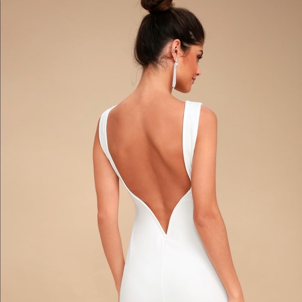 So Stunning White Backless Midi Dress